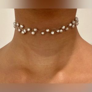 Clustered Floating Pearls Necklace